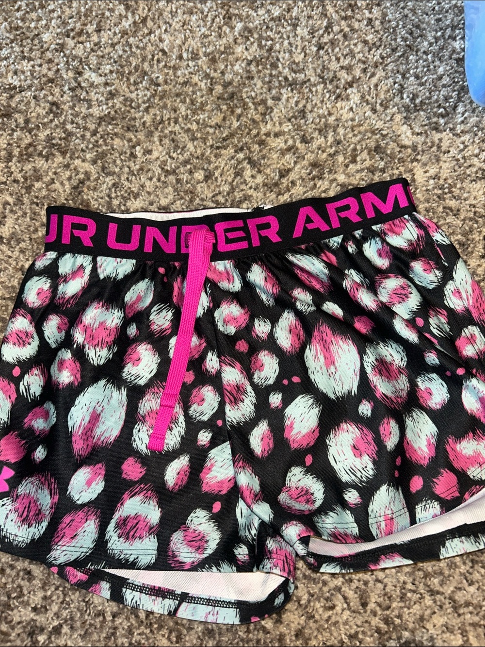 Under Armour Black Shorts with Pink & Mint Spot Print